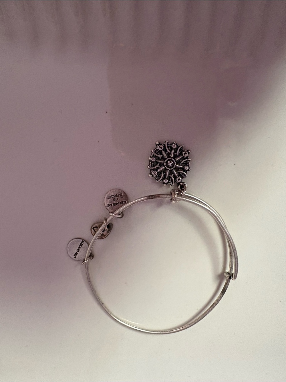 Silver Compass Charm Bangle Bracelet - Women’s Jewelry